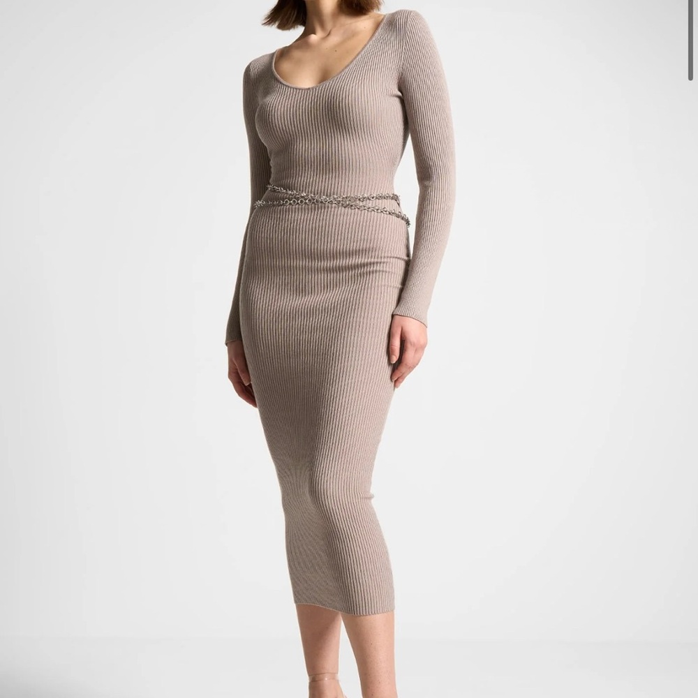 Maniere De Voir Brown Long Sleeve Dress